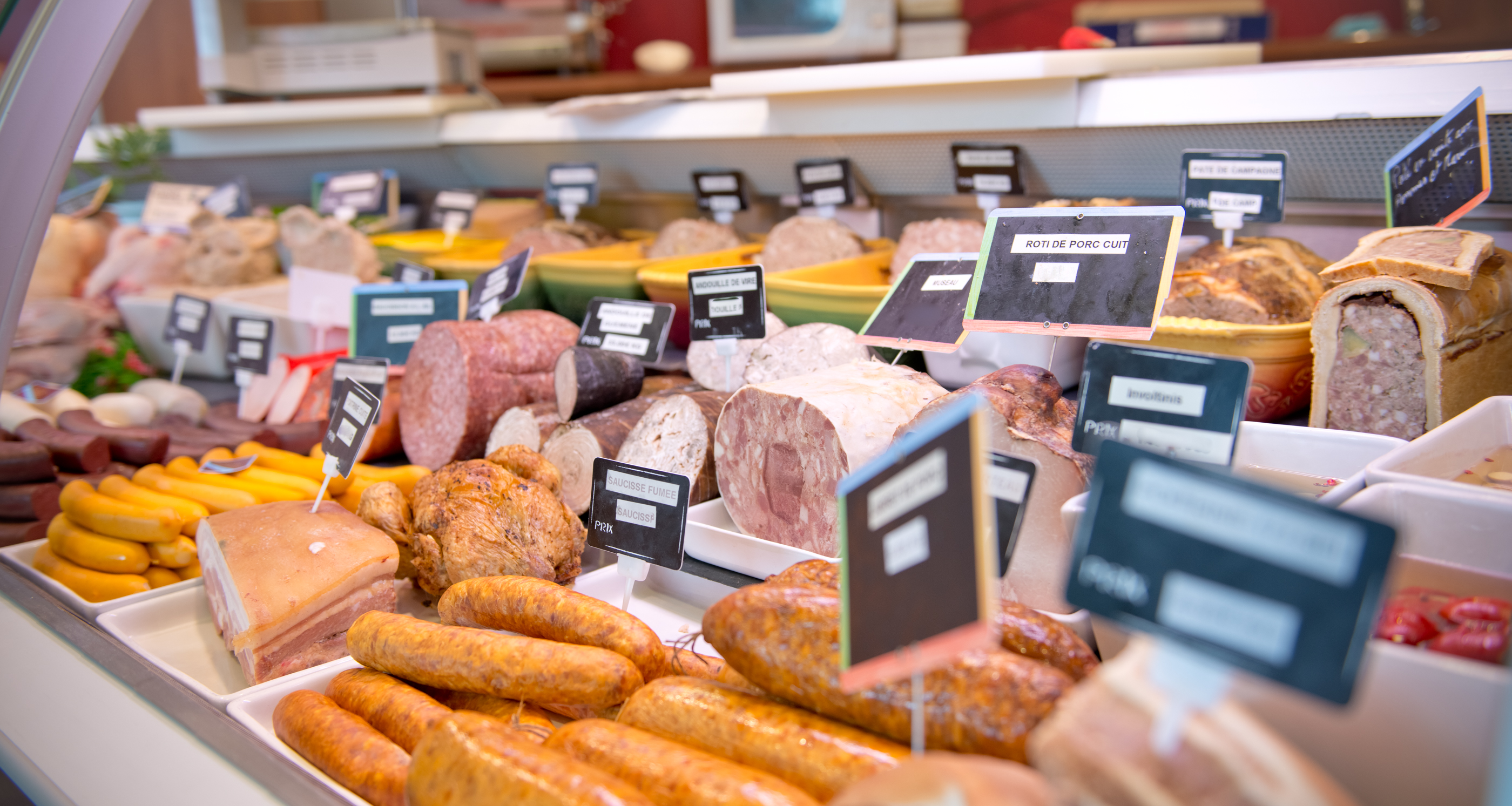 Intérieur de la boucherie Au Fin Gourmet